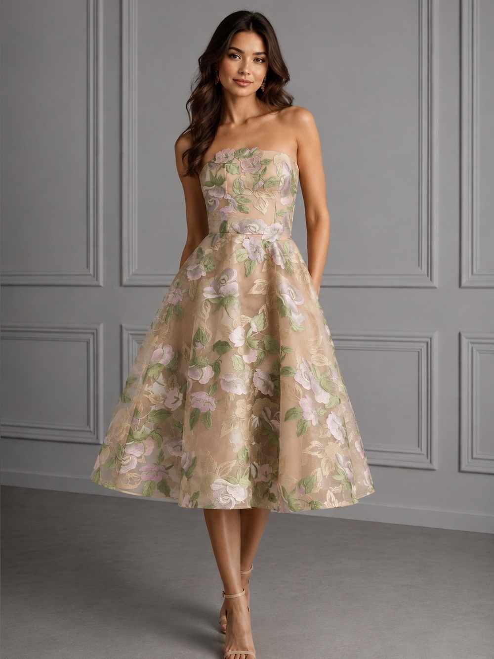 Helsi Noemi Embroidered Midi Dress Small
